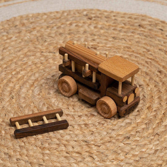 Wooden Fire Truck Toy, Handcrafted Toddler Toys, Pretend Play, Personalized Birthday Boy Gifts