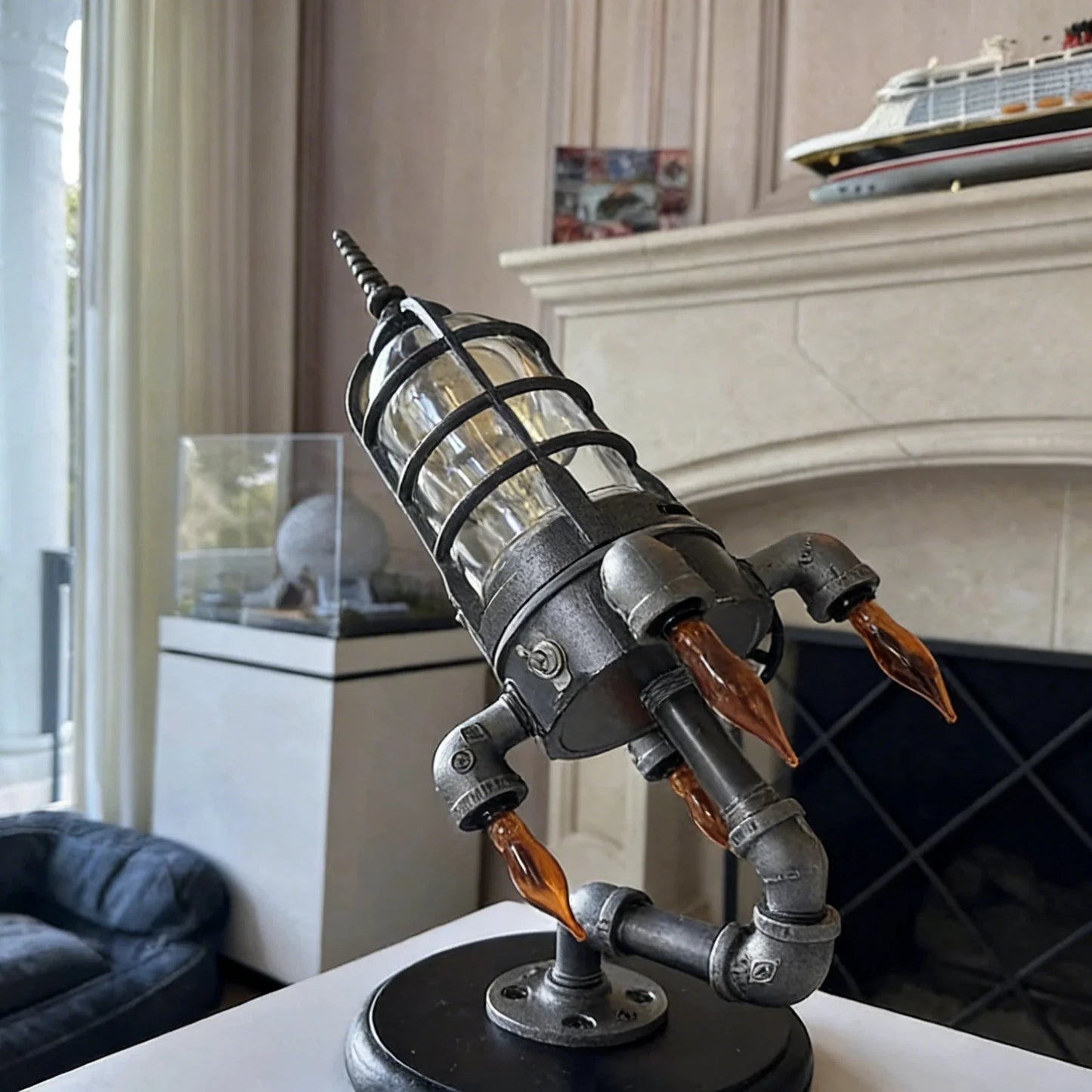 🚀 SteamPunk Rocket Desk Lamp
