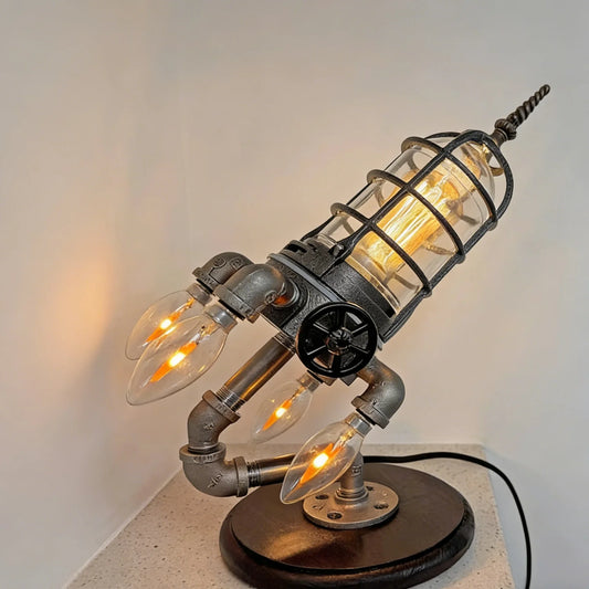 🚀 SteamPunk Rocket Desk Lamp