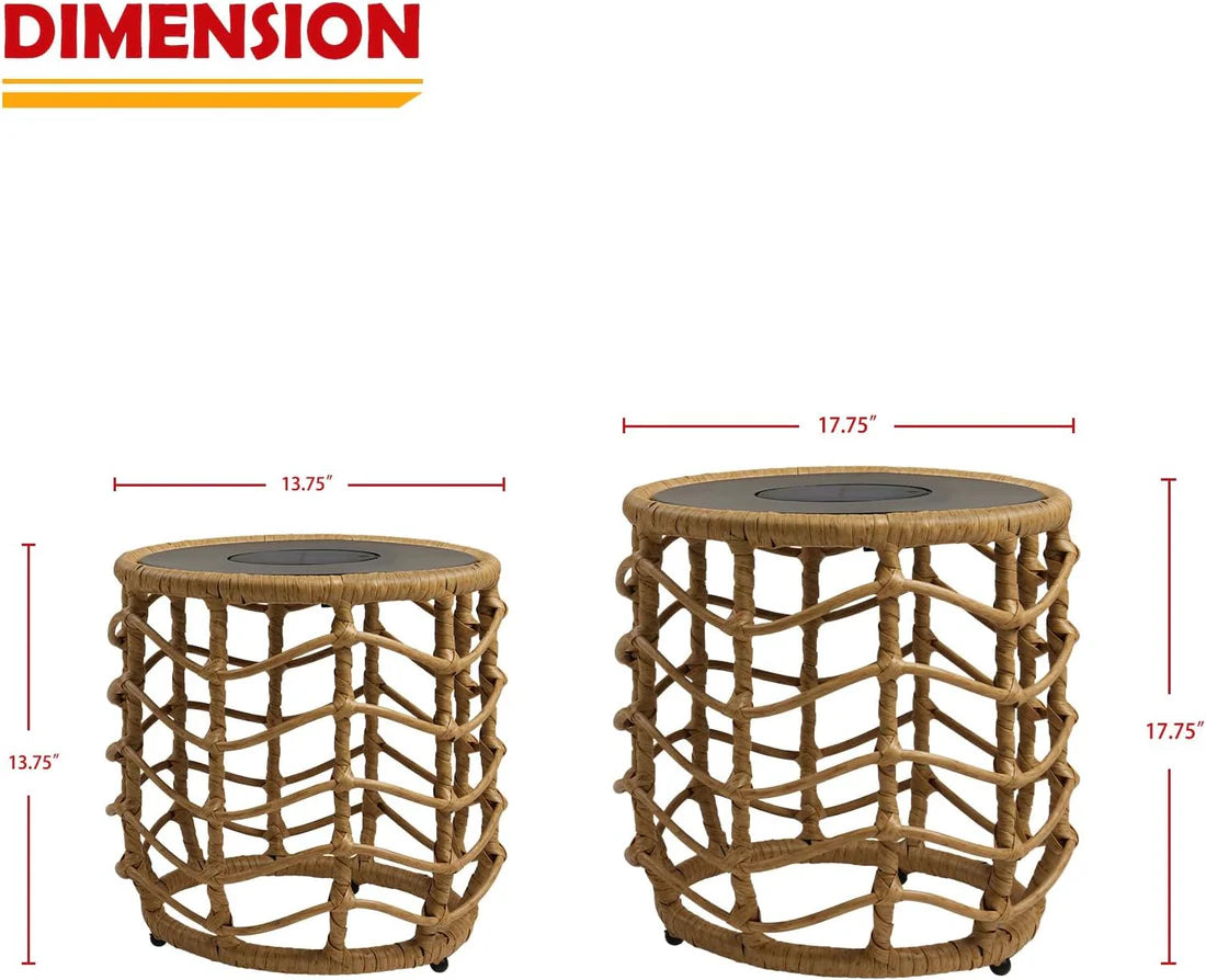 🎭Boho Solar Nesting Tables with Built-In Lights – Set of 2