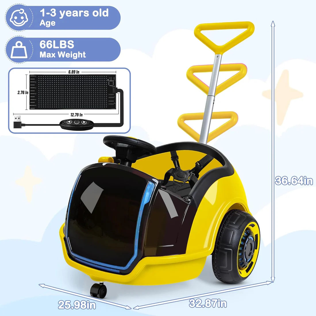 👪The 3-in-1 Grow-With-Me Ride-On Car🚗, 12V Electric, Remote Control & Push Modes