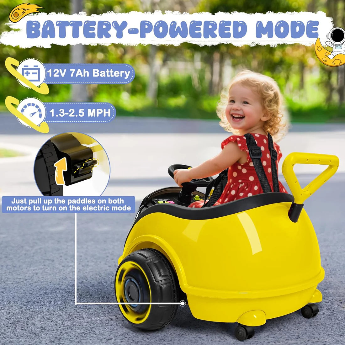 👪The 3-in-1 Grow-With-Me Ride-On Car🚗, 12V Electric, Remote Control & Push Modes
