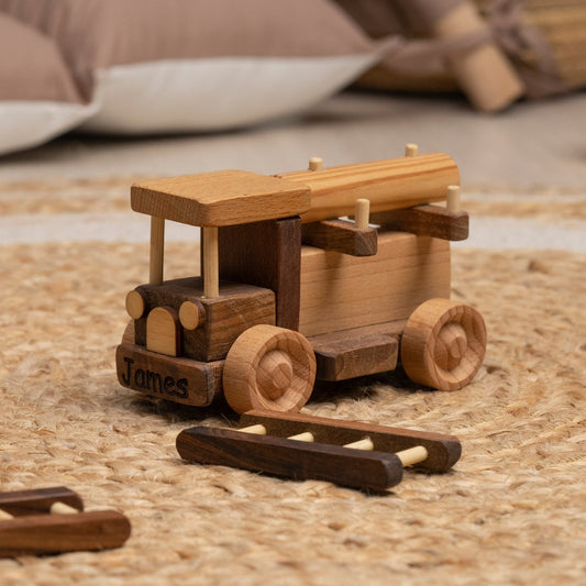 Wooden Fire Truck Toy, Handcrafted Toddler Toys, Pretend Play, Personalized Birthday Boy Gifts