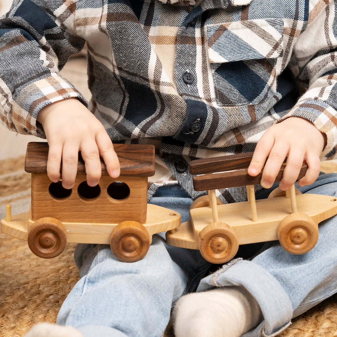 Train Set With Wagons, Wooden Toys, Baby Birthday Gift, Kids Pretend Toys / HANDMADE
